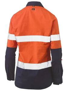 BISLEY Shirt Hi-Vis Stretch V-Neck Closed Front Womens BLC6064T