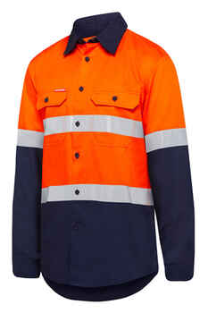 HARD YAKKA Shirt Hi Vis Vented L/S +Tape (Y07940)