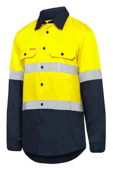 HARD YAKKA Shirt Hi Vis Vented LS +Tape Y07940