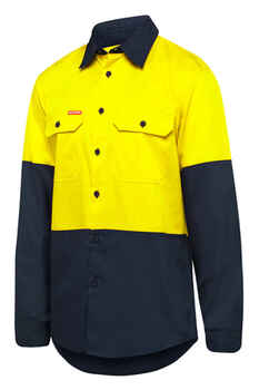 HARD YAKKA Shirt Hi Vis Vented L/S (Y07950)